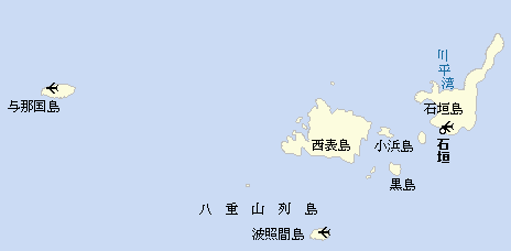 八重山列島の地図