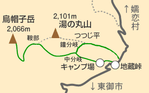 烏帽子岳・登山コース