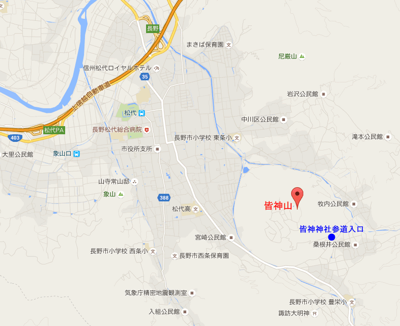 長野県松代周辺の地図と坂城神社の位置
